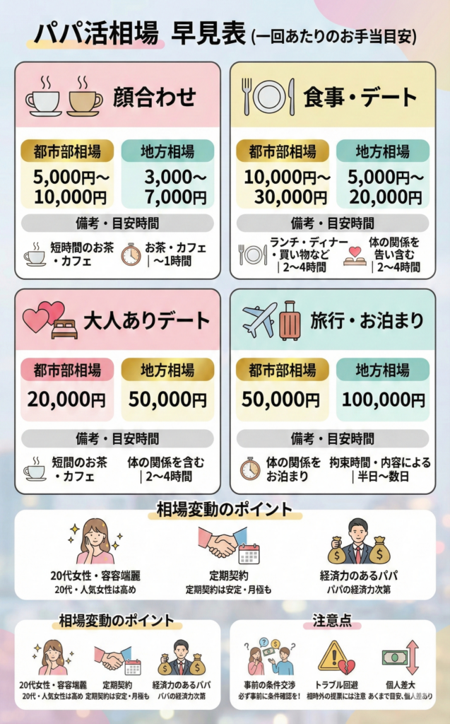 パパ活相場の早見表